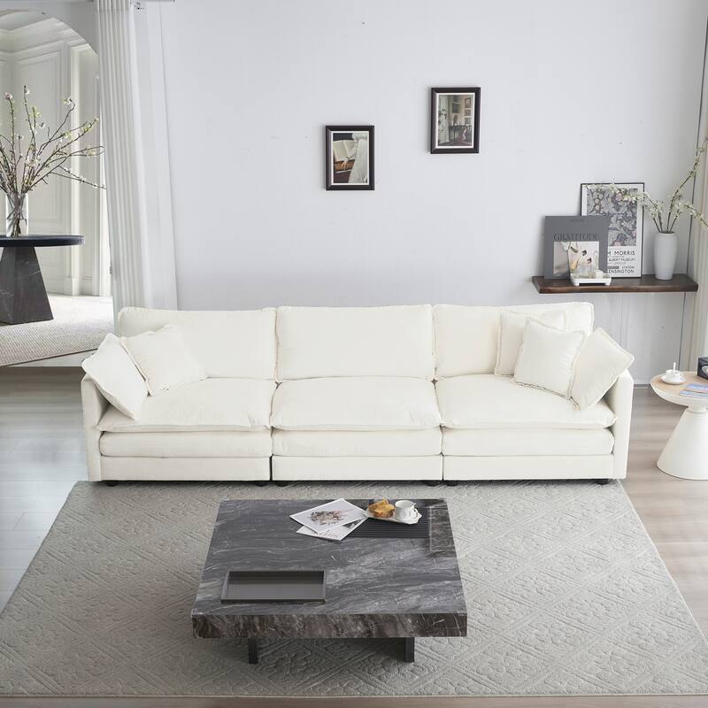 Cloud Chenille Upholstered Modular Sectional Sofa with DIY Combination Design