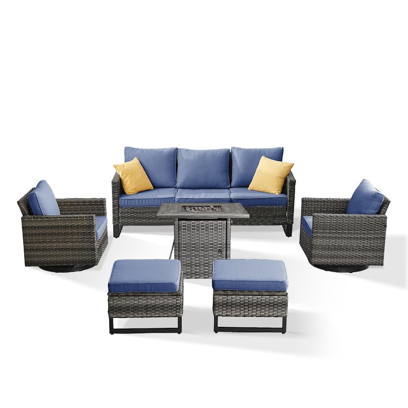 Outdoor Pocassy Sofa Chairs Set with Fire Table