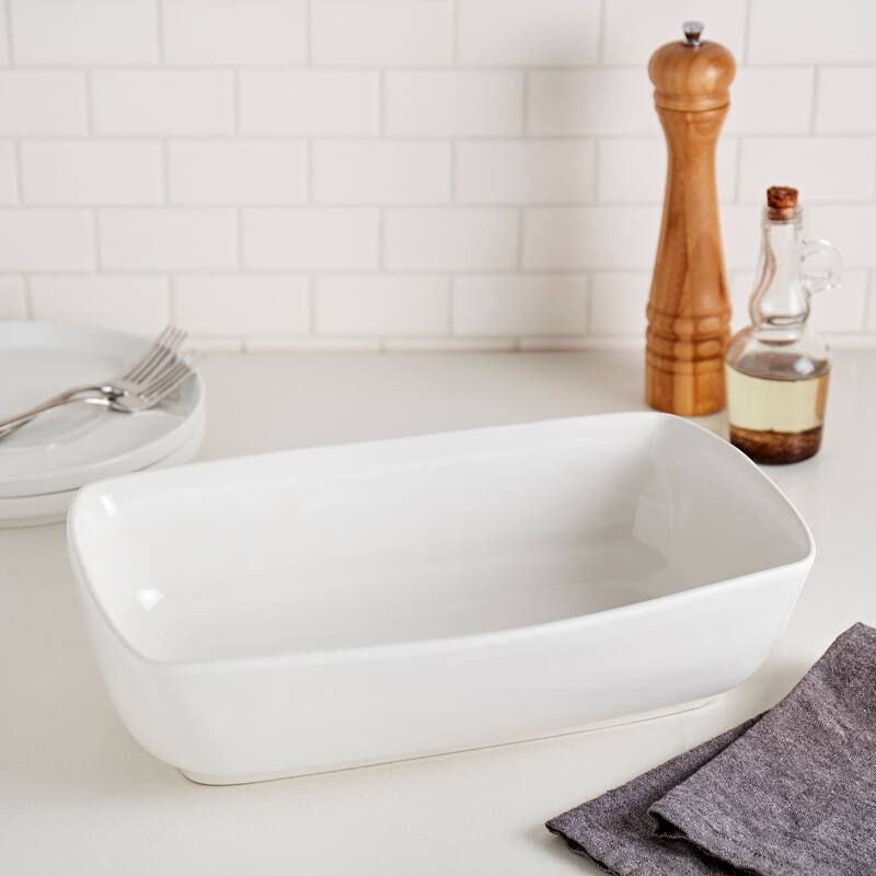 Denmark Tools for Cooks 15.5" White Ceramic Skinny Serving Bowl