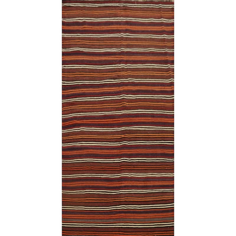 Hand Woven Oriental 100% Wool Carpet Southwestern Geometric Multi-Colored Kilim Area Rug - 10' 3'' X 4' 7''