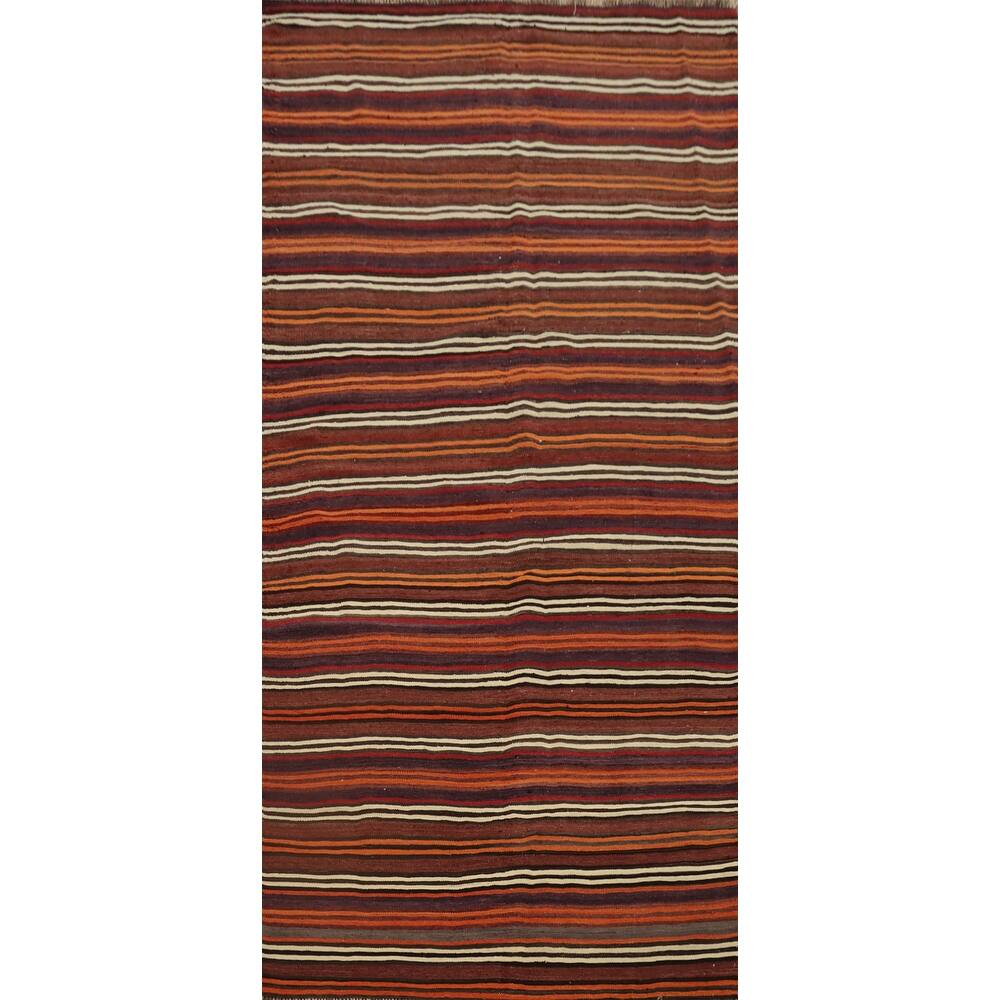 Hand Woven Oriental 100% Wool Carpet Southwestern Geometric Multi-Colored Kilim Area Rug - 10' 3'' X 4' 7''