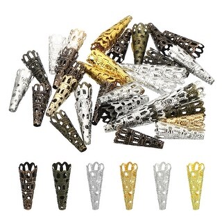 PATIKIL Flower Bead Caps – 50 Pieces, 10x16mm Hollow Metal Spacers For Jewelry Making, Multicolored
