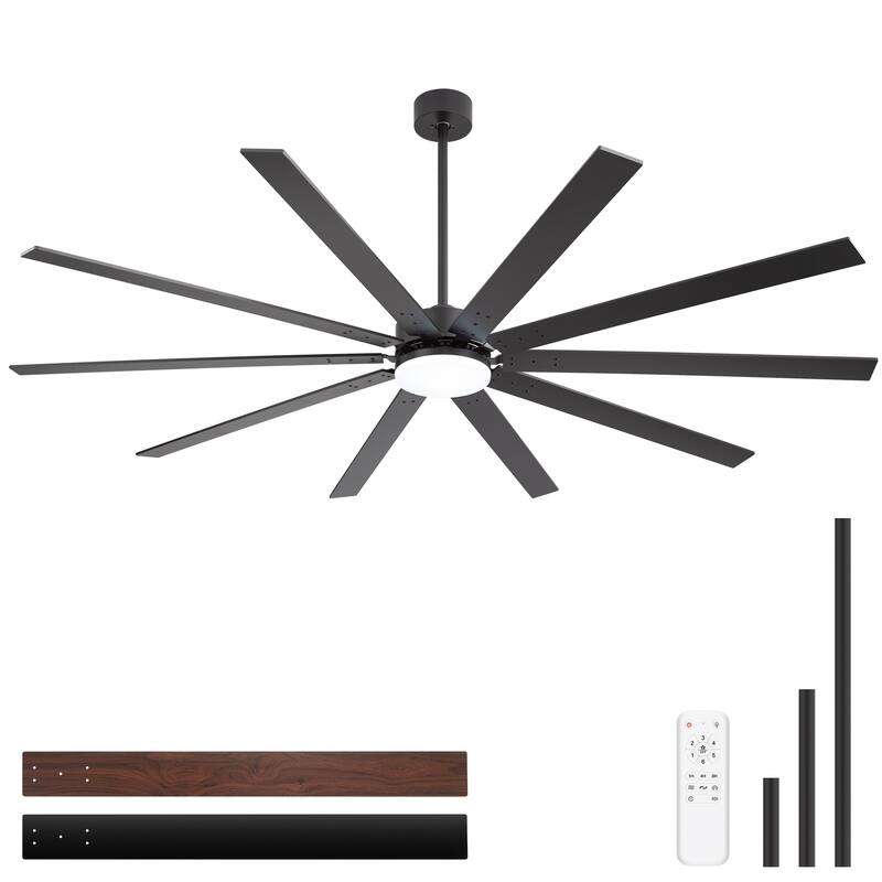 84-Inch Reversible 10-Blade Ceiling Fan with Light Kit and Remote