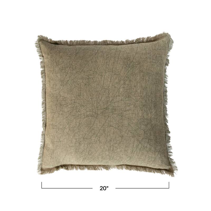 Stonewashed Linen Pillow with Fringe