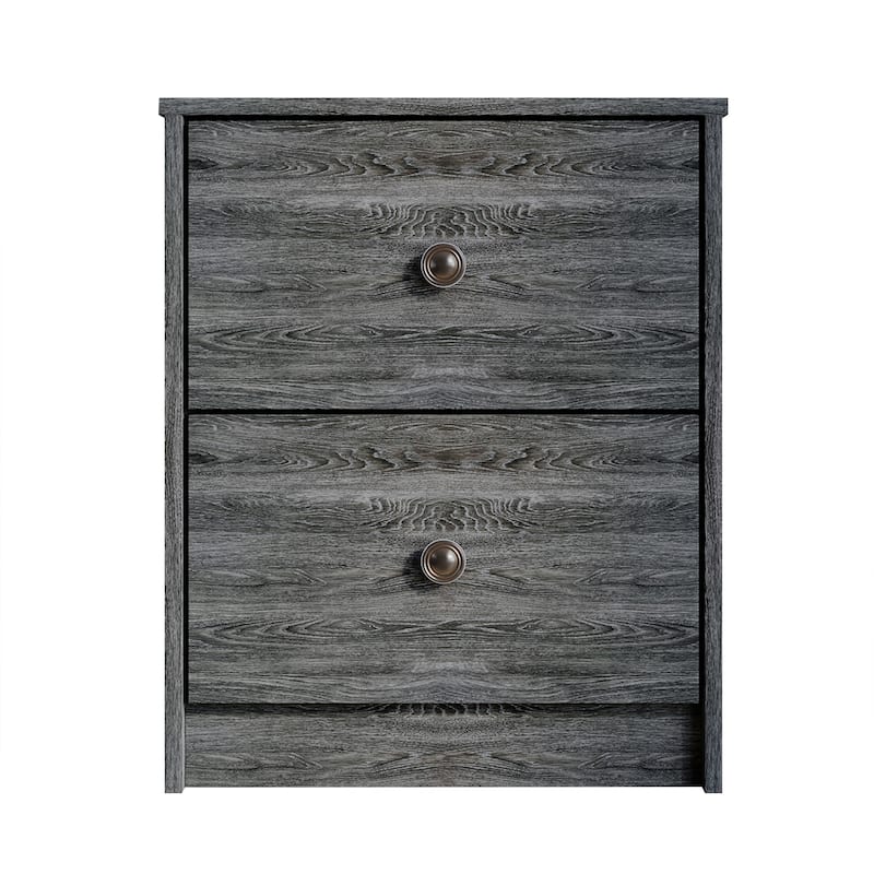 CraftPorch Clean-Lines Minimalist 2-Drawer Nightstand - Dark Grey