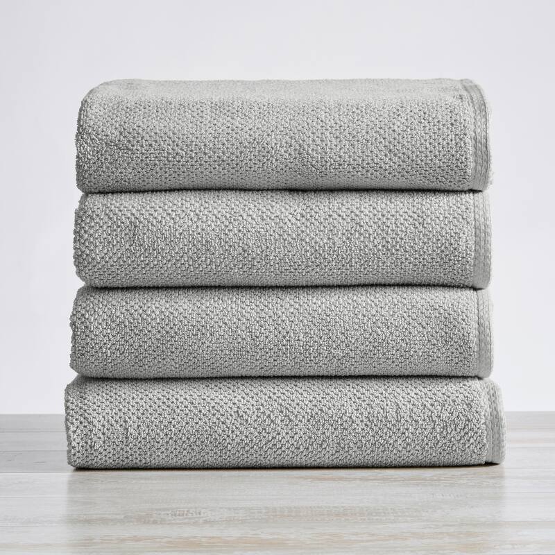 Luxurious Cotton Popcorn Textured Towel Set - Bath Towel (4-Pack) - Light Grey