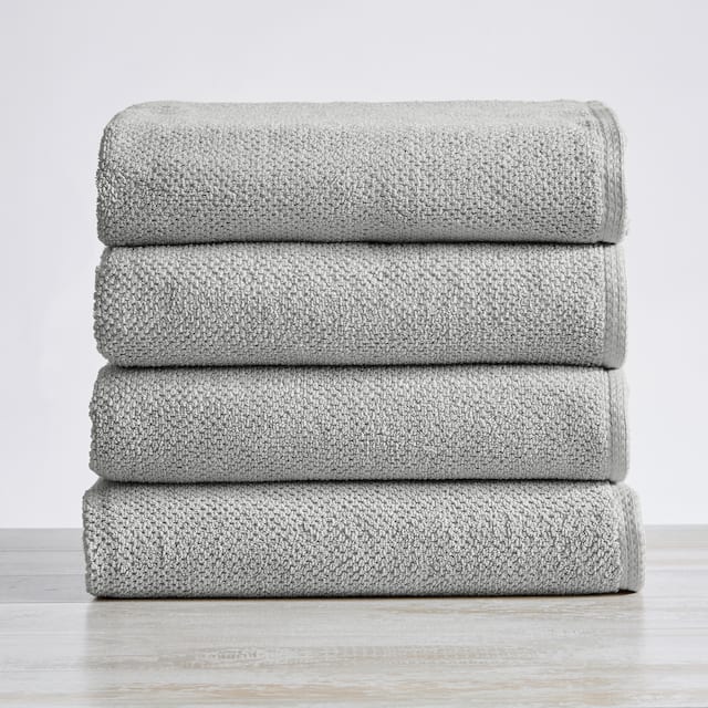 Great Bay Home Cotton Popcorn Textured Towel Set - Bath Towel (4-Pack) - Light Grey