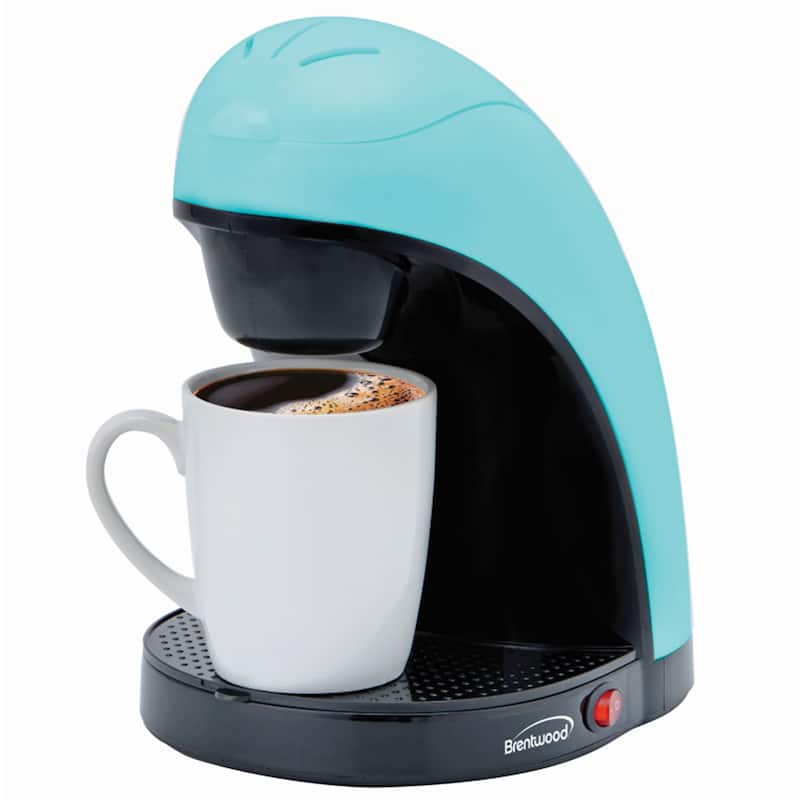 Brentwood Single Serve Coffee Maker with Porcelain Mug in Blue - 1 Cup