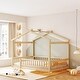 preview thumbnail 19 of 34, Full Size Wood Bed House Bed Frame With Fence,Kids Bed Design Natural