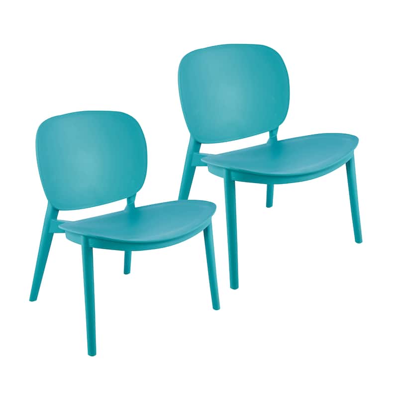 Porthos Home Dani Plastic Dining Chairs Set of 2, Indoors And Outdoors - Blue