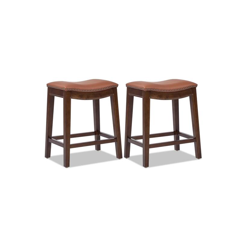 Barlow 24.5" Backless Top Grain Leather Counter Height Bar Stool
