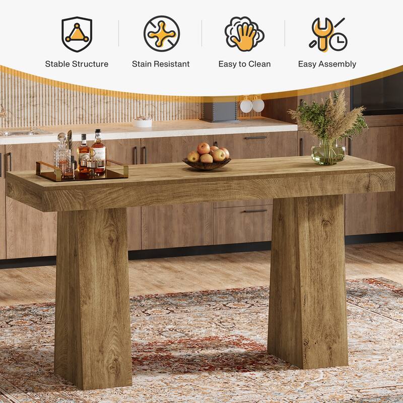 Home Bar Table Counter Height Pub Table for Kitchen, Bistro
