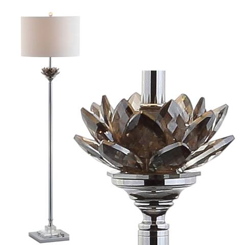 Francine Lotus 59" Crystal / Metal LED Floor Lamp, Smoke Gray/Chrome by JONATHAN Y - 59" H x 15" W x 15" D