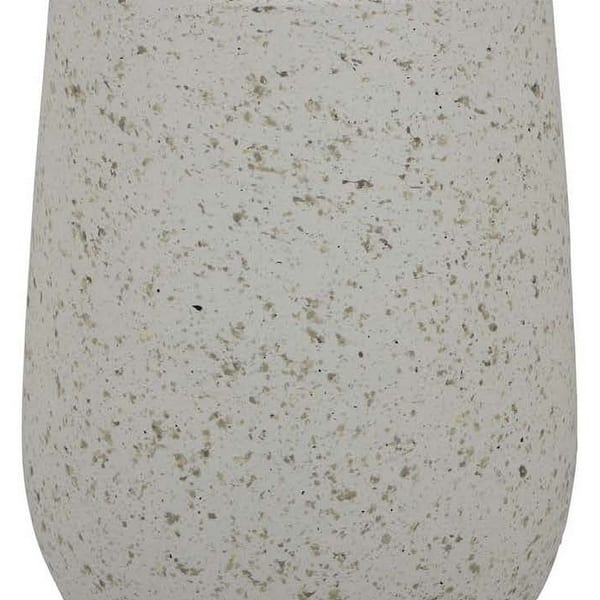 Kine 16 Inch Planter, Small Urn Shape, Stained White Resin, Outdoor