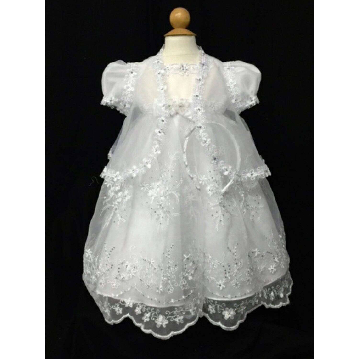 Shop Tip Top Kids Baby Girls White Short Sleeve Floral Scalloped