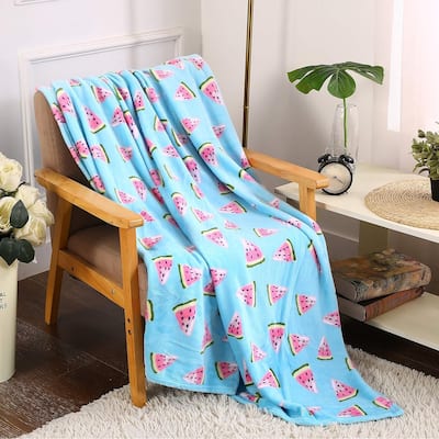 Summertime Whimsy Plush Watermelon Fleece Throw Blanket (50" x 60") - Watermelon Slices, for Men, Women and Kids