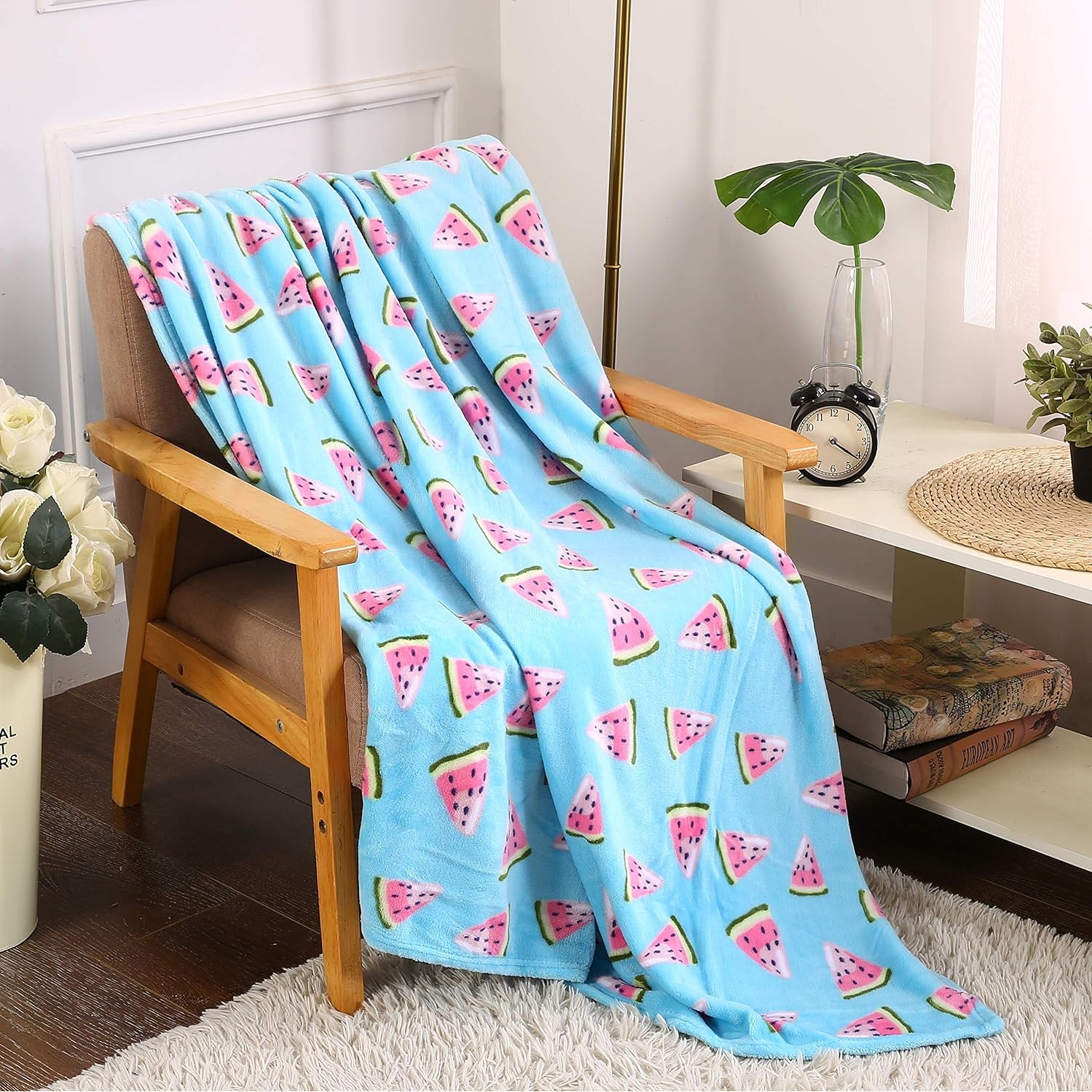 Summertime Whimsy Plush Watermelon Fleece Throw Blanket 50 x 60 Watermelon Slices for Men Women and Kids