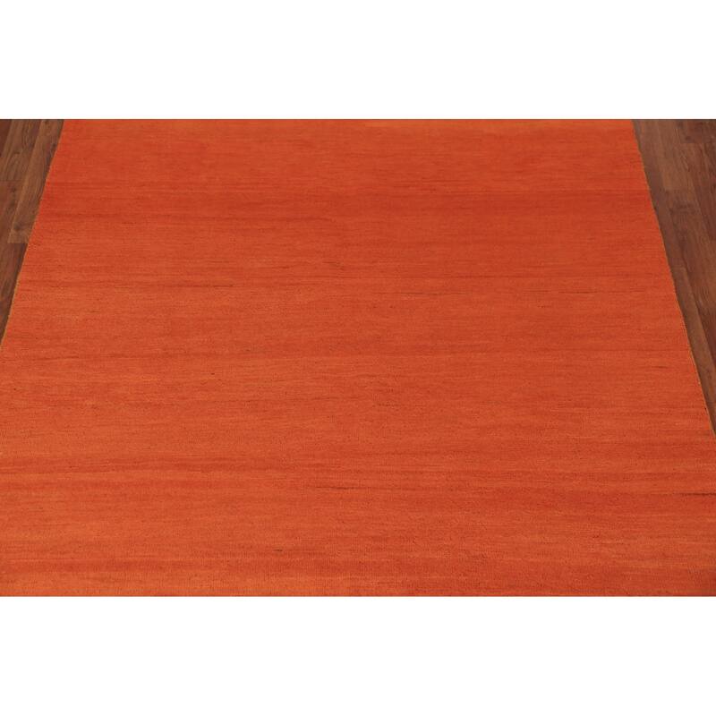 Orange Modern Gabbeh Oriental Area Rug Handmade Wool Carpet - 5'7" x 7'10"