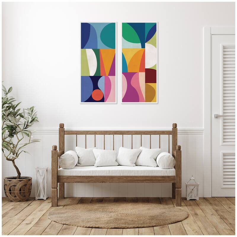 Kate and Laurel Abstract Panels 2 Piece Framed Canvas Wall Art Set by Rachel Lee
