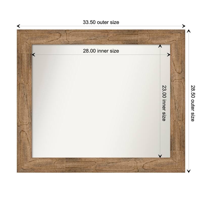 Owl Brown Framed Non-Beveled Custom Wall Mirror, Bathroom Vanity Mirror - Outer Size: 33.5 x 28.5