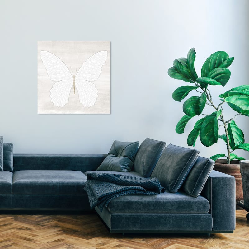 Wynwood Studio Canvas Animals Butterfly Love White and Cream White Rustic Wall Art Canvas Print - 30 x 30