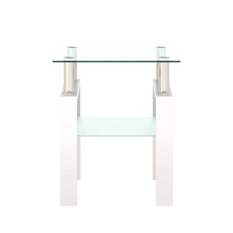 1-Piece Modern Tempered Glass Tea Table Coffee Table End Table, Square Table for Living Room, Black