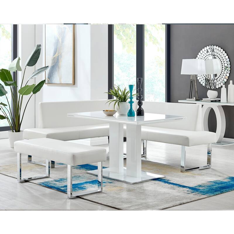 Amanda 3 Piece Rectangular Dining Set - White