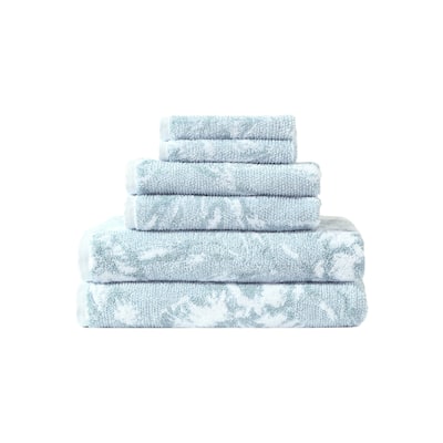 Tommy Bahama Shadow Hibiscus Cotton Blue 6 Piece Towel Set - 6 Piece