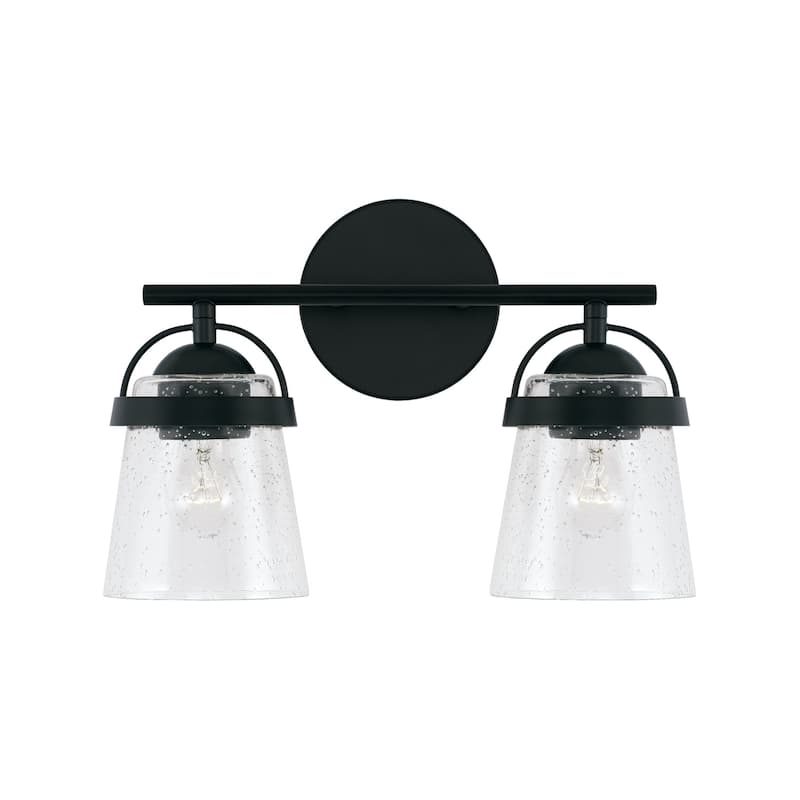 Madison 2-light Bath/ Vanity Fixture w/ Clear Seeded Glass