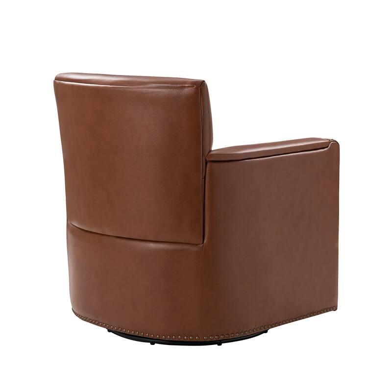 Pascual Classic Genuine Leather Swivel Chair With Nailhead Trim Arm Set of 2 by HULALA HOME