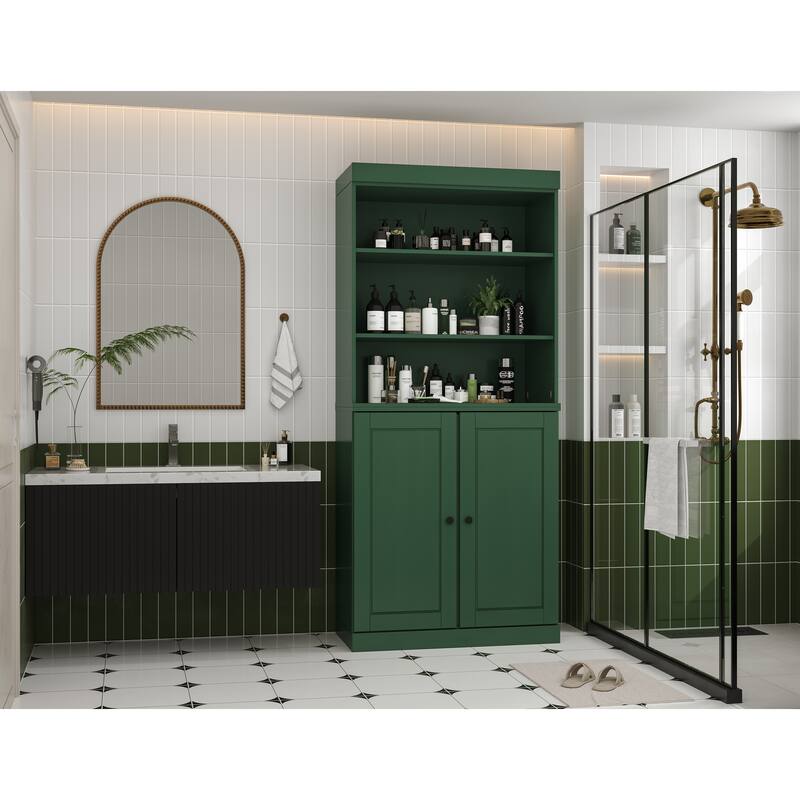 100% Solid Wood 32" Bathroom Cabinet with Optional Doors, 2-Drawers by Palace Imports