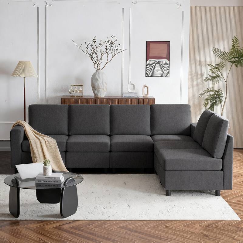 Erommy 6/7-Piece Modular Sectional Sofa – Reversible L-Shaped Couch with Hidden Storage, Space-Saving Living Room Furniture