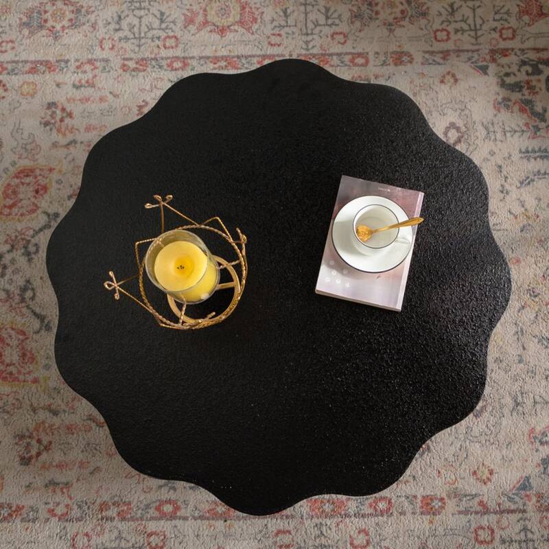 Scalloped White Coffee Table: Unique Wave-Edge Shape, Elegant Focal Piece for Stylish Spaces