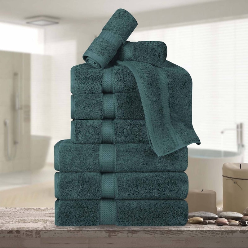 Superior Egyptian Cotton Pile Heavyweight 9-Piece Towel Set - Teal