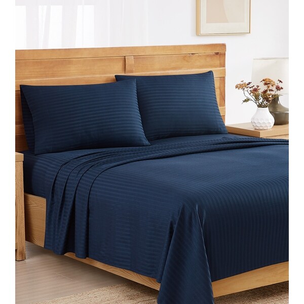 Royal Velvet Signature Dobby Stripe Sheet Set - On Sale - Bed Bath