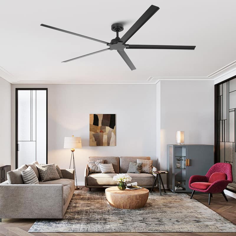 Ceiling Fan 72" Industrial 5-Blade Black IPX4 Outdoor Use