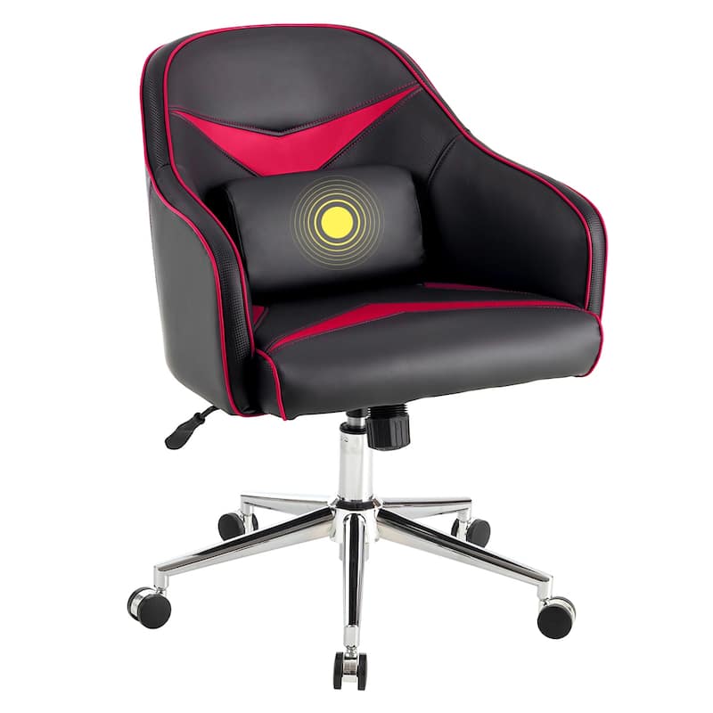 Costway Office Chair Task Desk Swivel Adjustable Height w/ Massage - Red