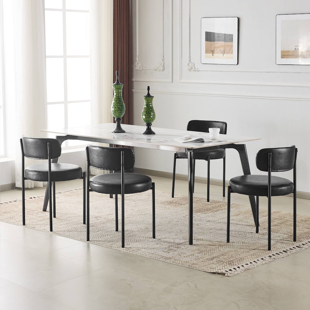 Morden Black PU Leather Dining Chairs Set - 29.92'' H X 20.47'' W X 20.47'' D