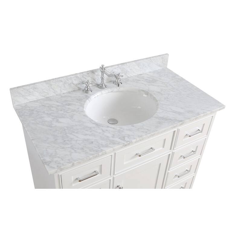 KitchenBathCollection Aria 42" Bathroom Vanity with Carrara Marble Top