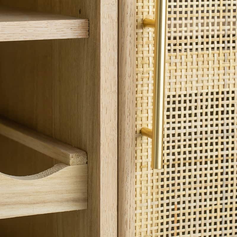 Wine Rack Single Door Cabinet - 30.75" - Beige