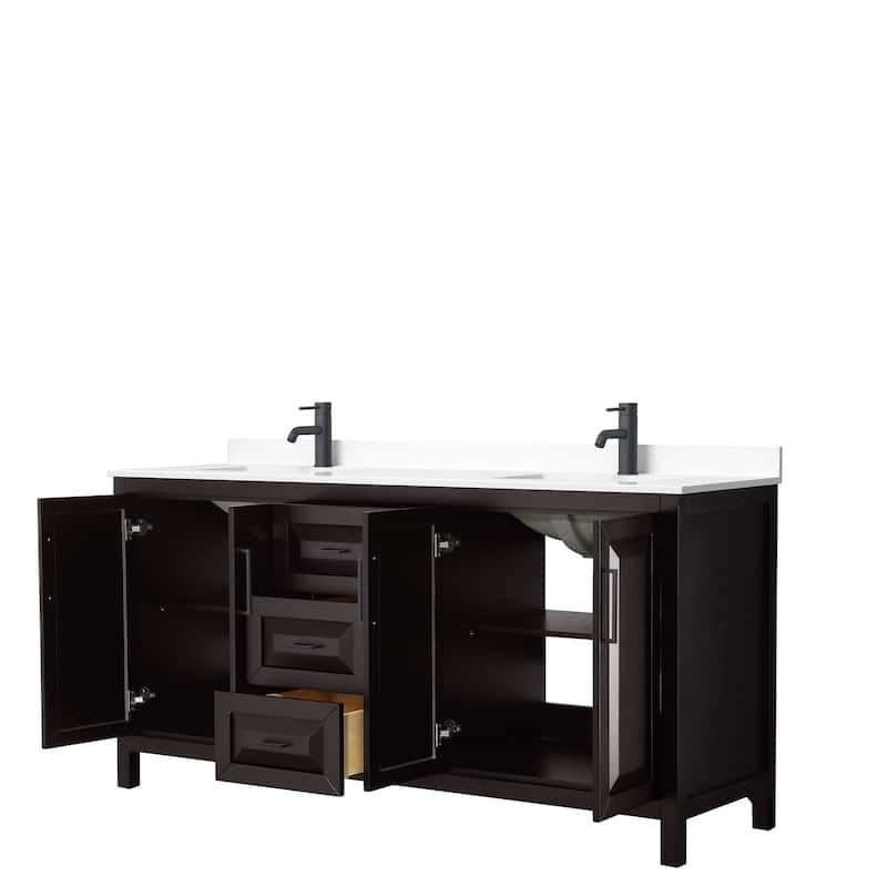 Daria 72 Inch Double Vanity, Cultured Marble Top
