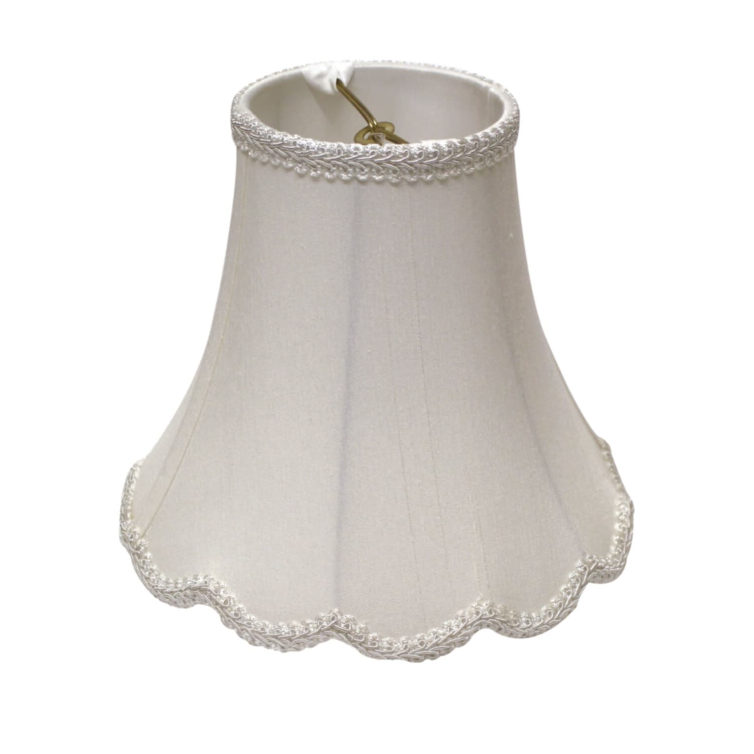 Scallop Lampshade - White Fabric Lampshade for Table Lamp - 5" Top x 10" Bottom x 8" Height - 8