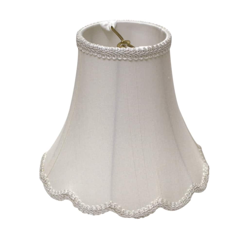 Scallop Lampshade - White Fabric Lampshade for Table Lamp - 5" Top x 10" Bottom x 8" Height - 8