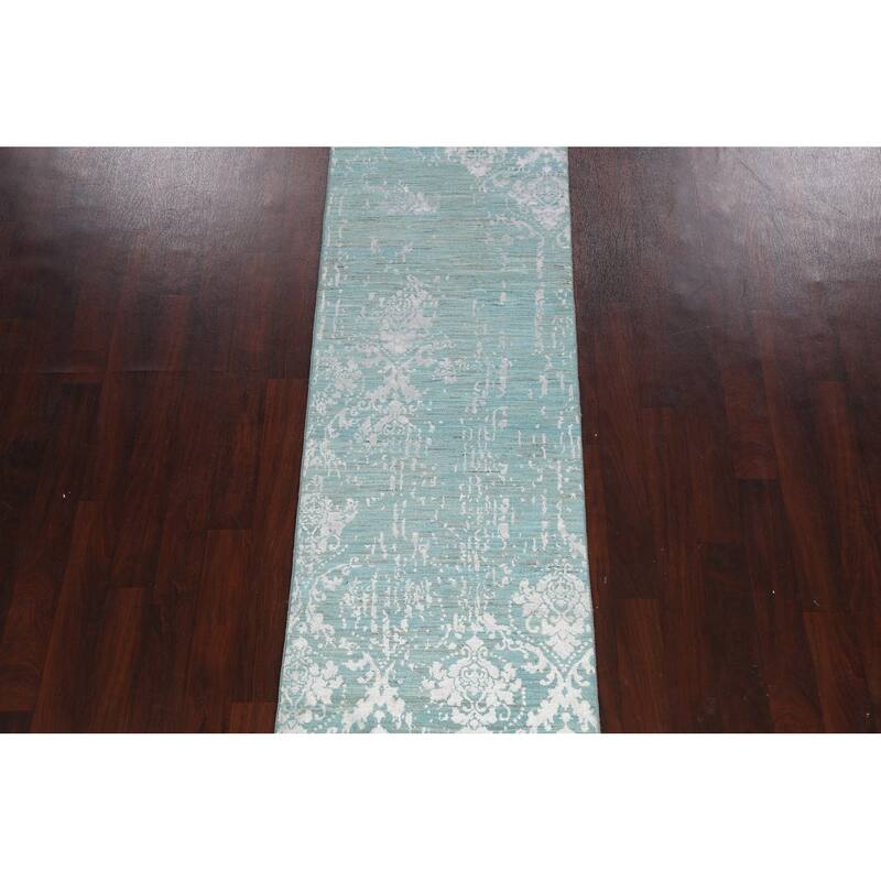 Vegetable Dye Art & Craft Oriental Runner Rug Hand-knotted Wool Carpet - 2'8" x 9'11"