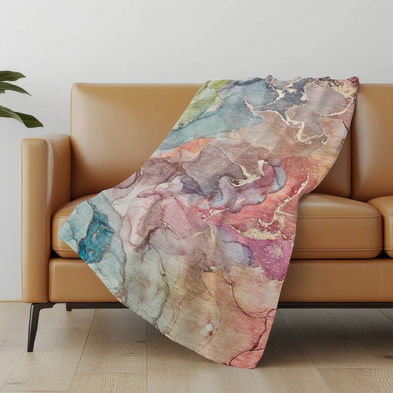 Premium Machine Washable Sherpa Abstract Contemporary Throw Blanket.