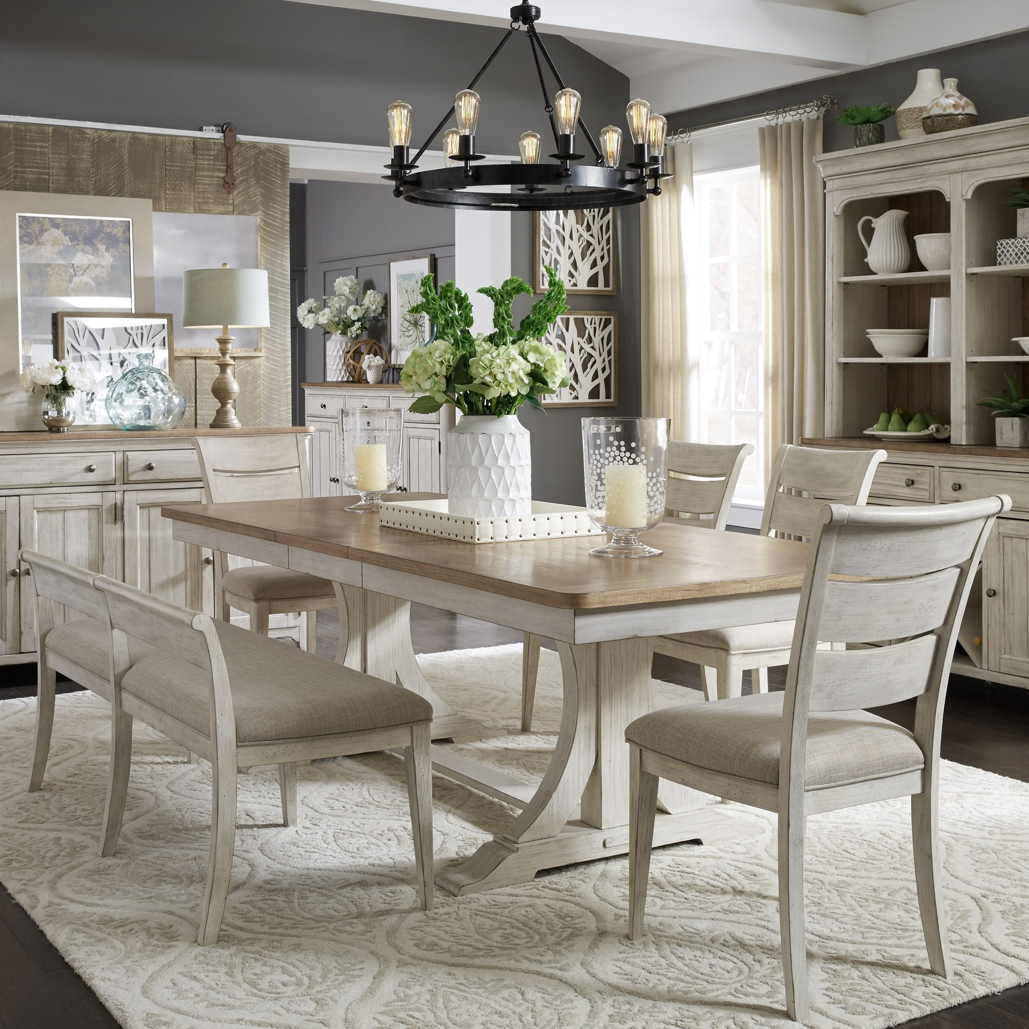 Liberty Furniture Farmhouse Reimagined Trestle Table Opt 6 Piece Dining Set