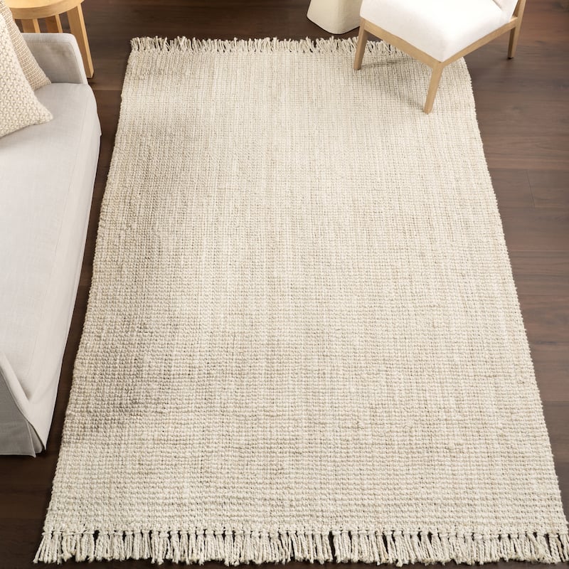 Nuloom Delilah Solid Chunky Jute Tassel Area Rug - 3' x 5' - Off-White - Rectangle