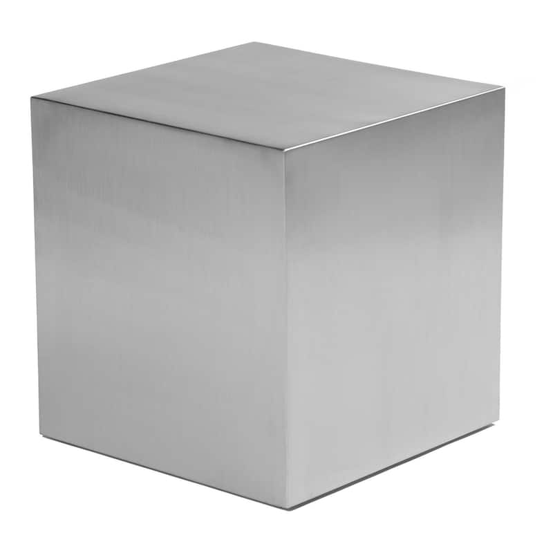 Brioni 16 Inch Side End Table, Square Top, Brushed Silver Metal Frame