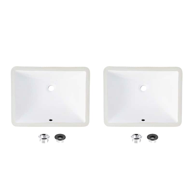 STYLISH 20.75" W x 15.5" D White Rectangular Undermount Bathroom Sink Set of 2