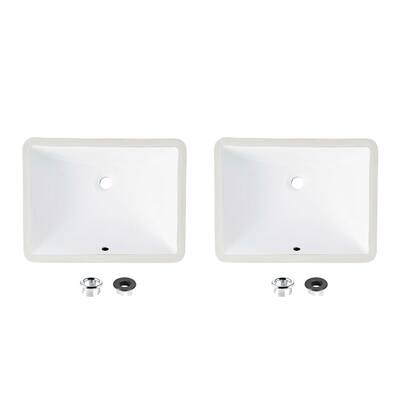 STYLISH 20.75" W x 15.5" D White Rectangular Undermount Bathroom Sink Set of 2